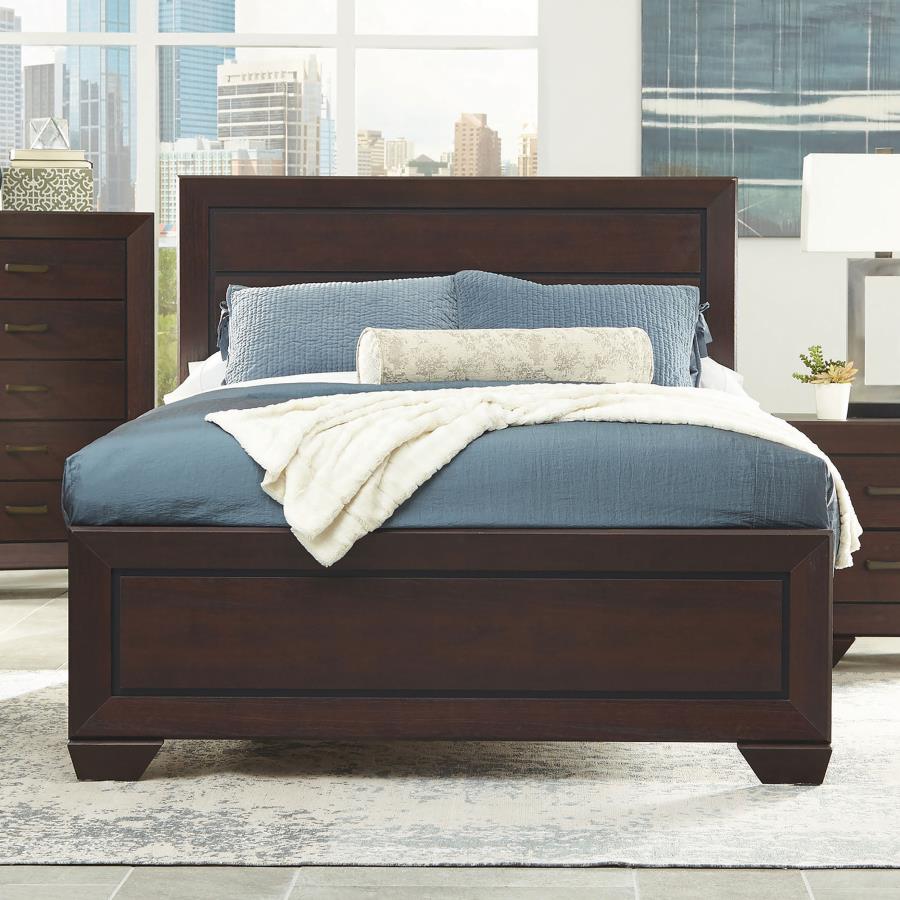 (image for) Kauffman Wood California King Panel Bed Dark Cocoa