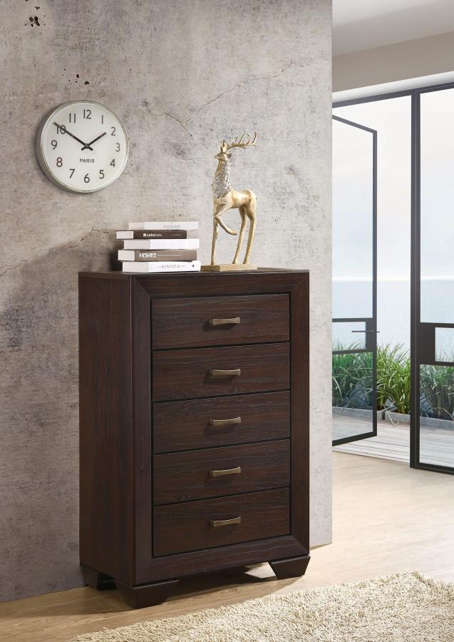 (image for) Kauffman 5-drawer Bedroom Chest Dark Cocoa