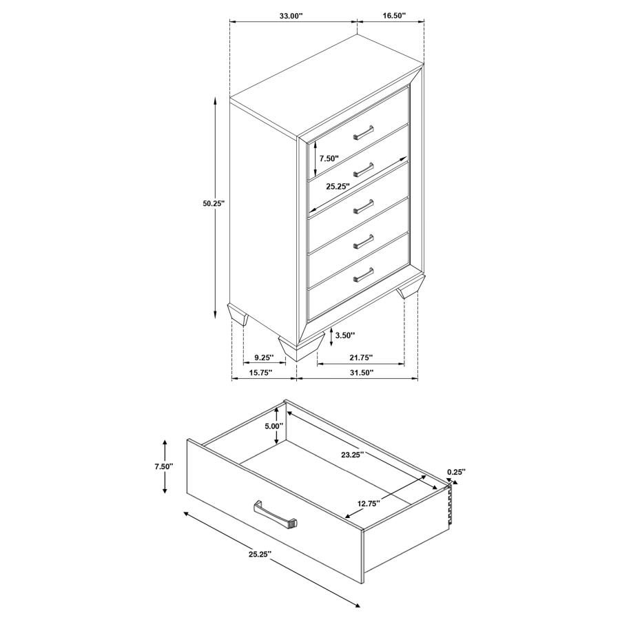 (image for) Kauffman 5-drawer Bedroom Chest Dark Cocoa