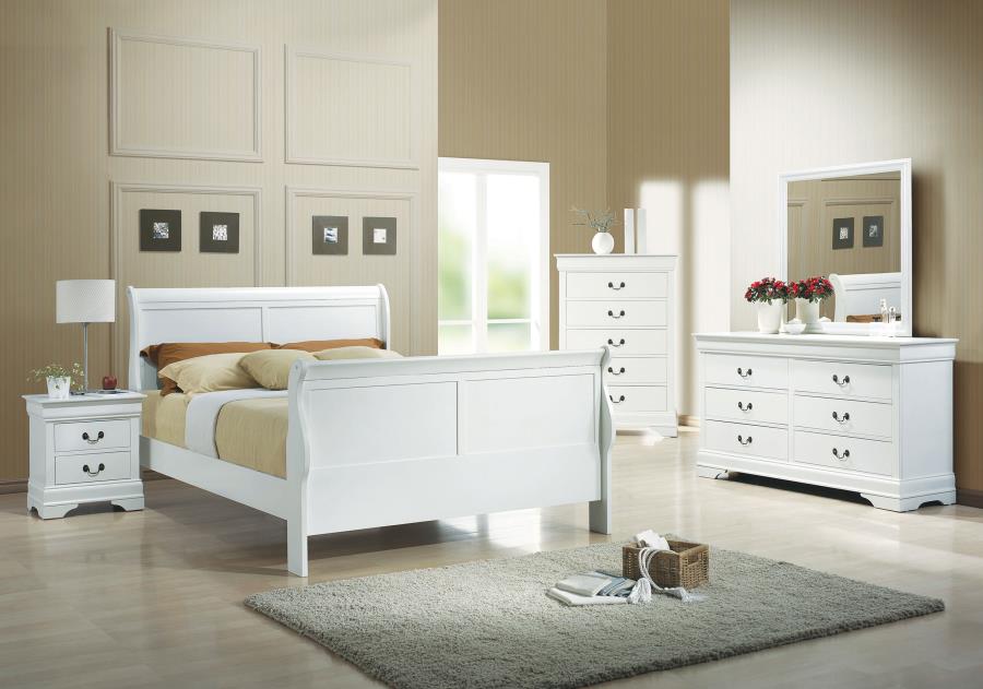 (image for) Louis Philippe 4-piece Full Bedroom Set White - Click Image to Close