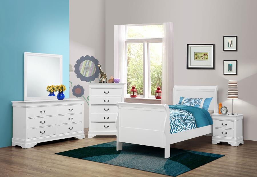 (image for) Louis Philippe 4-piece Twin Bedroom Set White