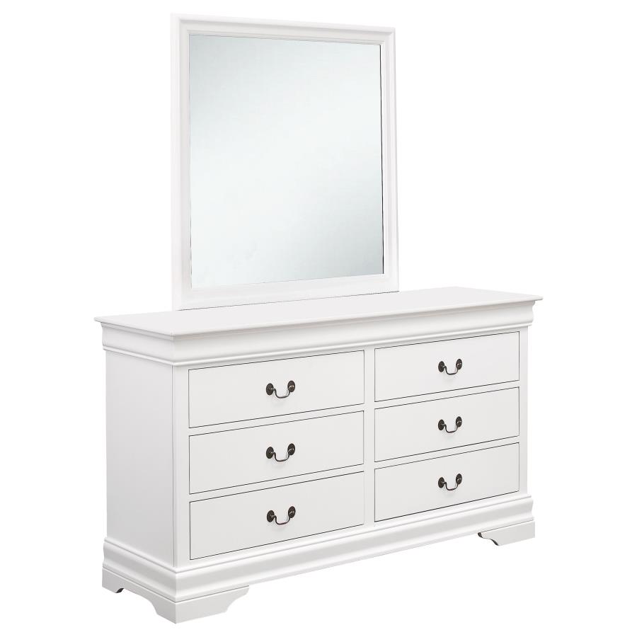 (image for) Louis Philippe 6-drawer Dresser with Mirror White - Click Image to Close