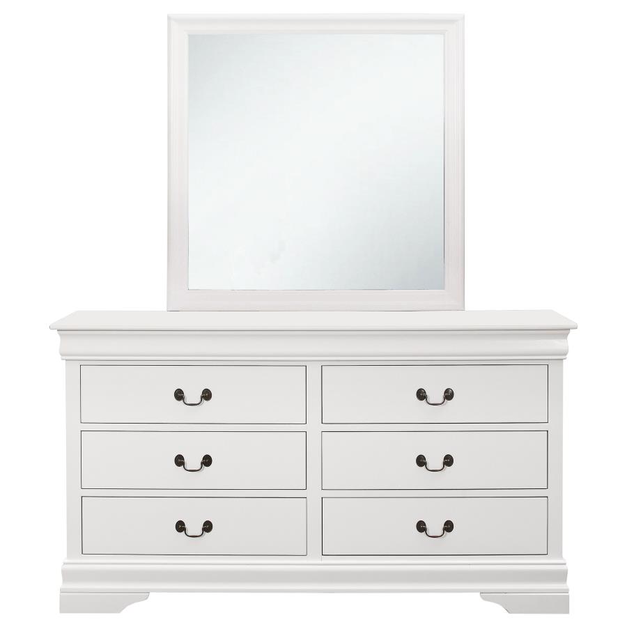 (image for) Louis Philippe 6-drawer Dresser with Mirror White