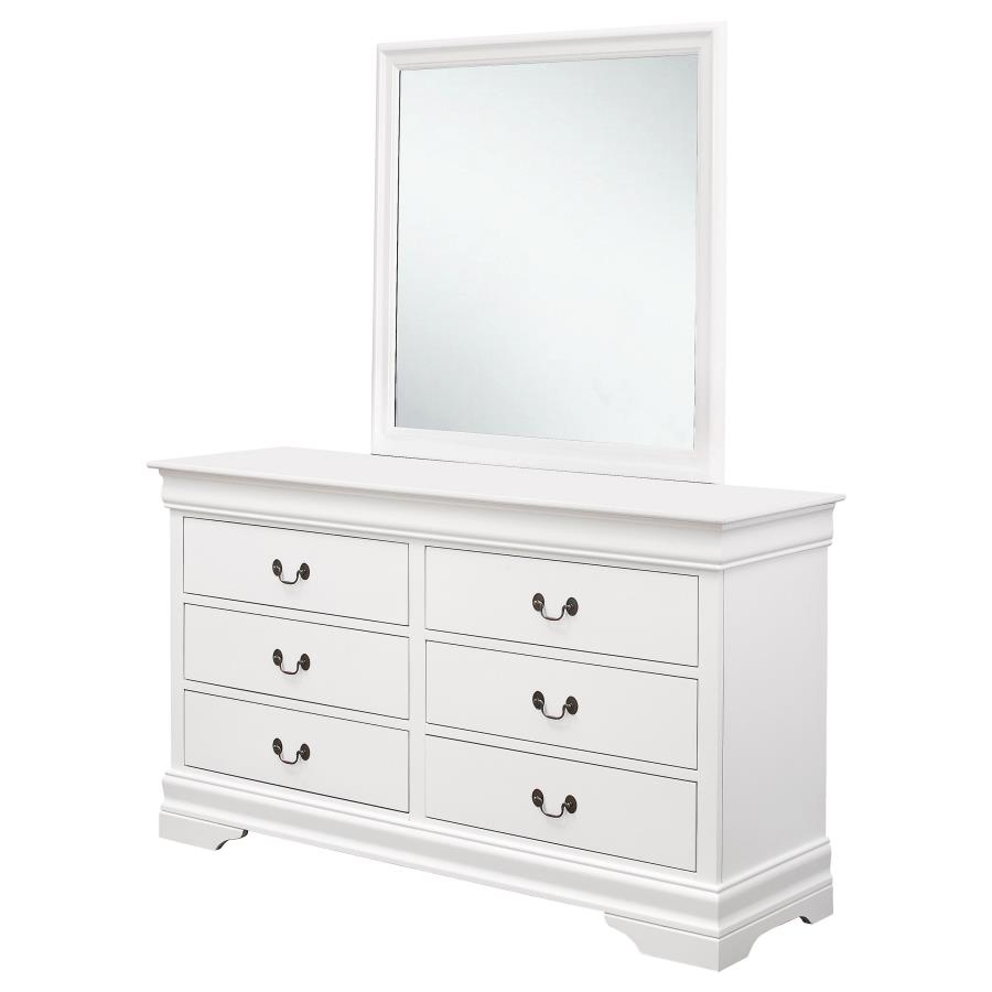 (image for) Louis Philippe 6-drawer Dresser with Mirror White