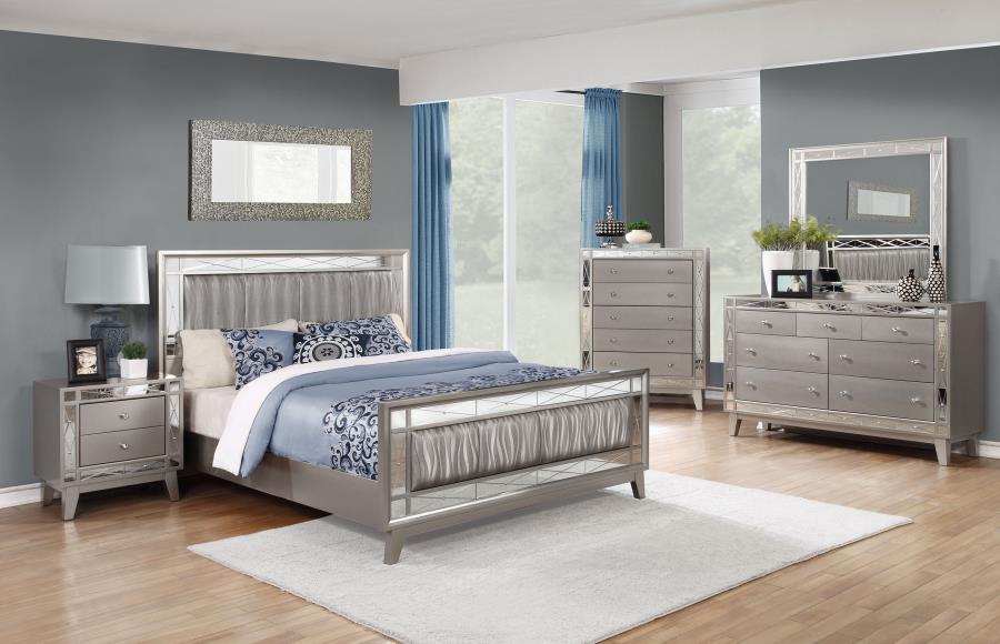 (image for) Leighton 5-piece Full Bedroom Set Metallic Mercury