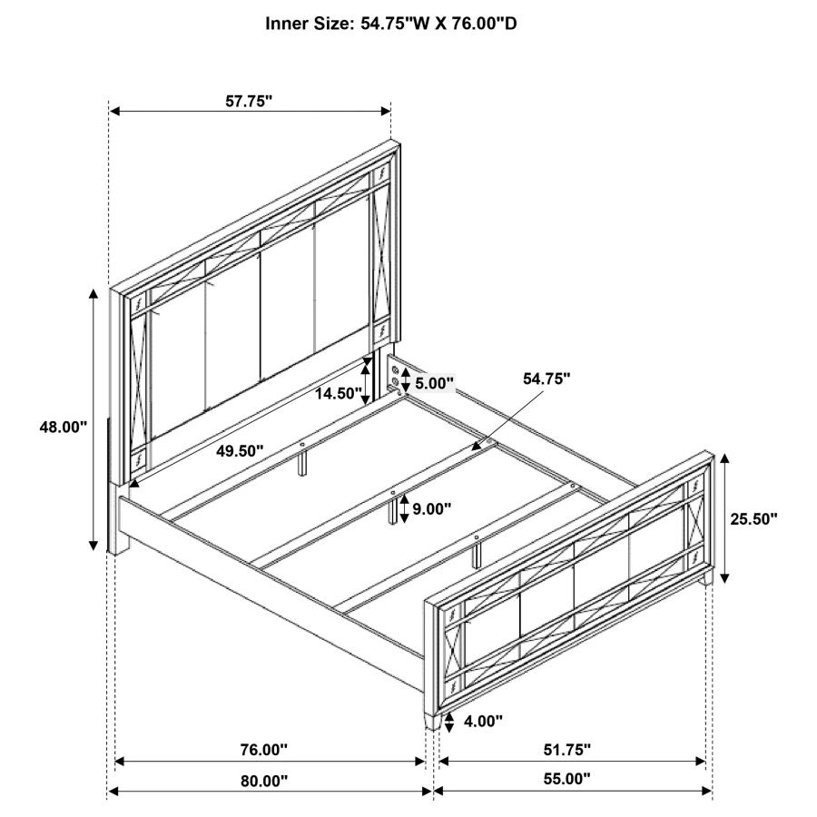 (image for) Leighton Wood Full Panel Bed Metallic Mercury