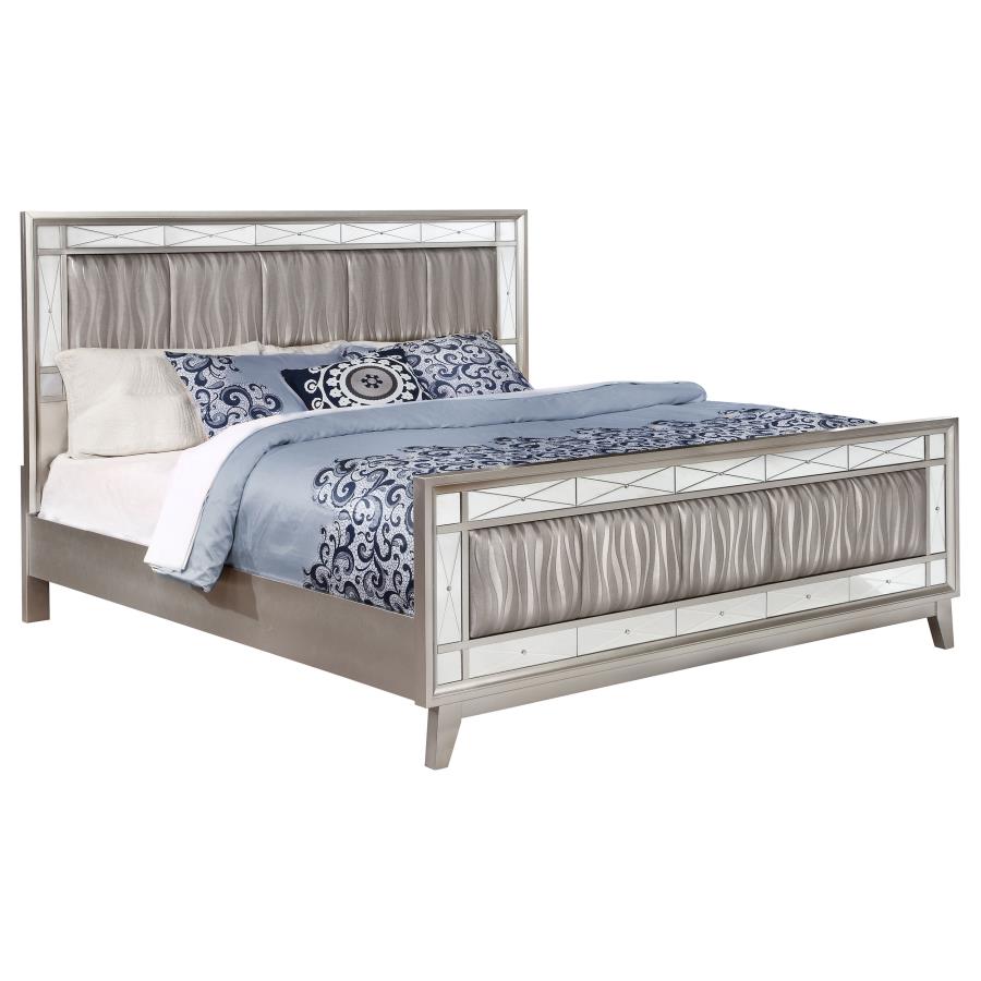 (image for) Leighton Wood Eastern King Panel Bed Metallic Mercury - Click Image to Close