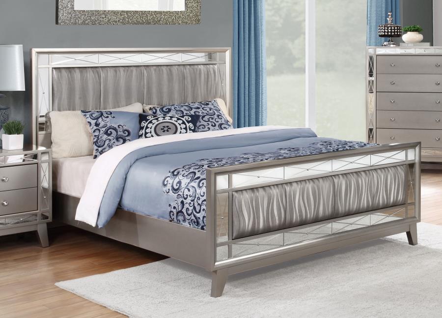 (image for) Leighton Wood Eastern King Panel Bed Metallic Mercury