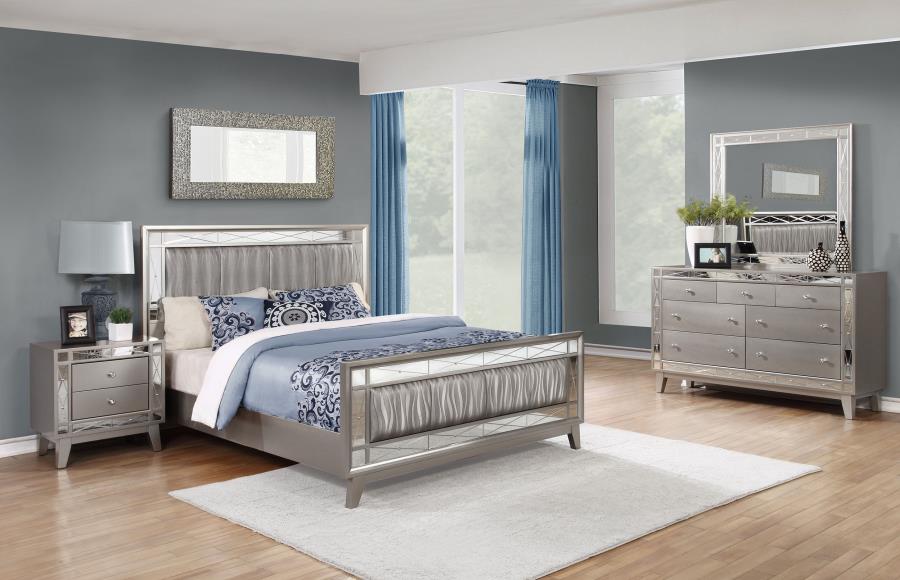 (image for) Leighton 4-piece Queen Bedroom Set Metallic Mercury - Click Image to Close