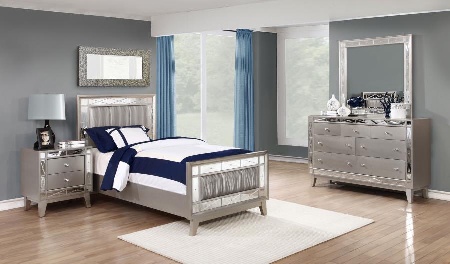 (image for) Leighton 4-piece Twin Bedroom Set Metallic Mercury - Click Image to Close