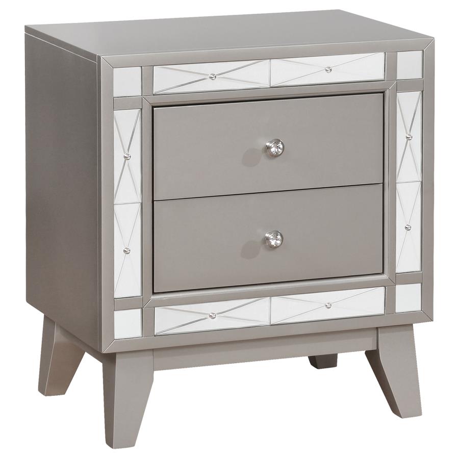 (image for) Leighton 2-drawer Nightstand Metallic Mercury