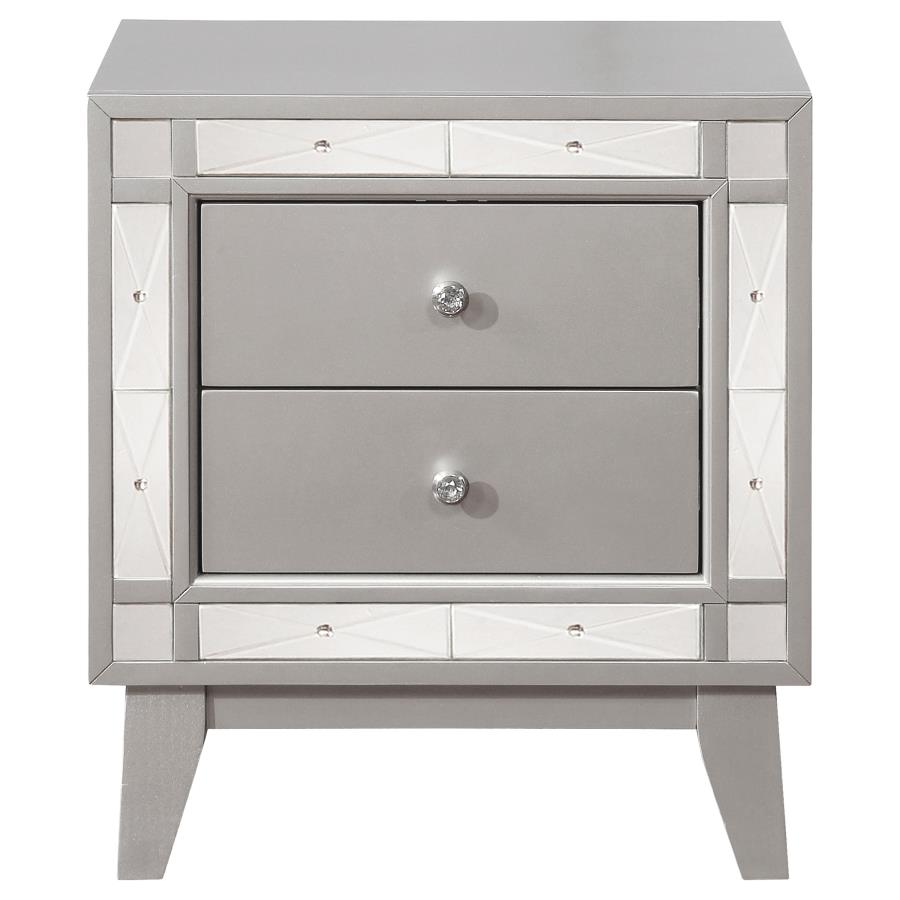 (image for) Leighton 2-drawer Nightstand Metallic Mercury