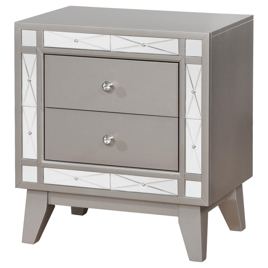 (image for) Leighton 2-drawer Nightstand Metallic Mercury