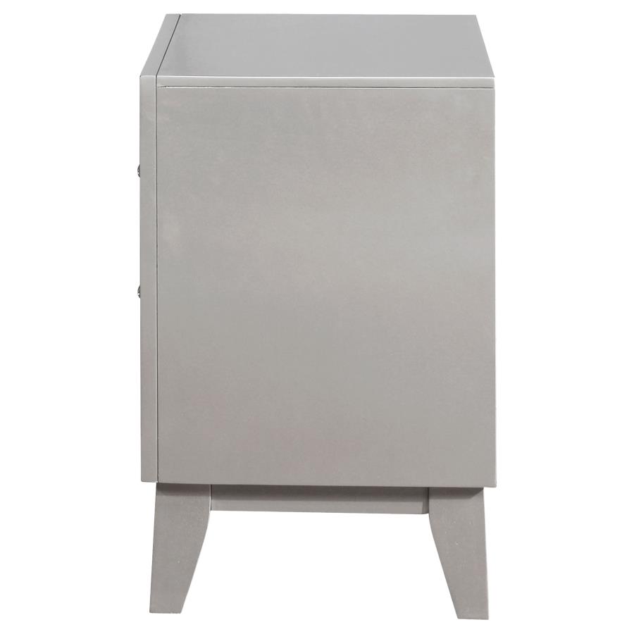 (image for) Leighton 2-drawer Nightstand Metallic Mercury