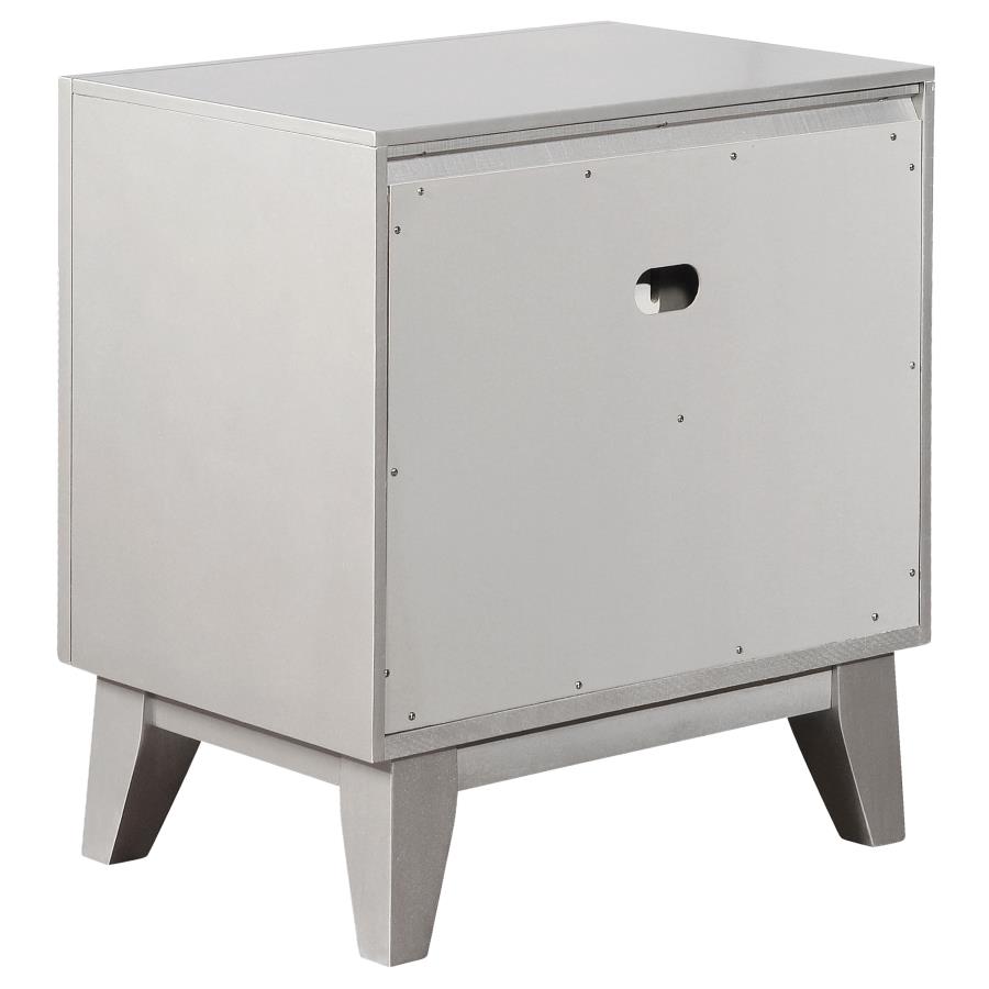 (image for) Leighton 2-drawer Nightstand Metallic Mercury