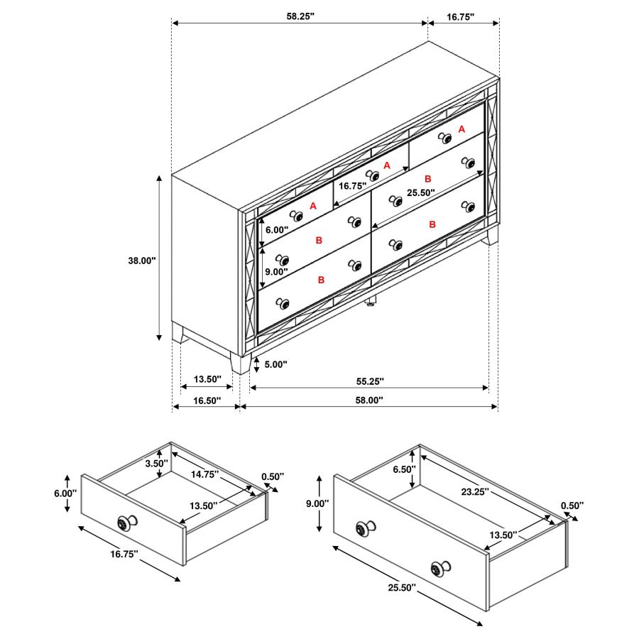 (image for) Leighton 7-drawer Dresser Metallic Mercury