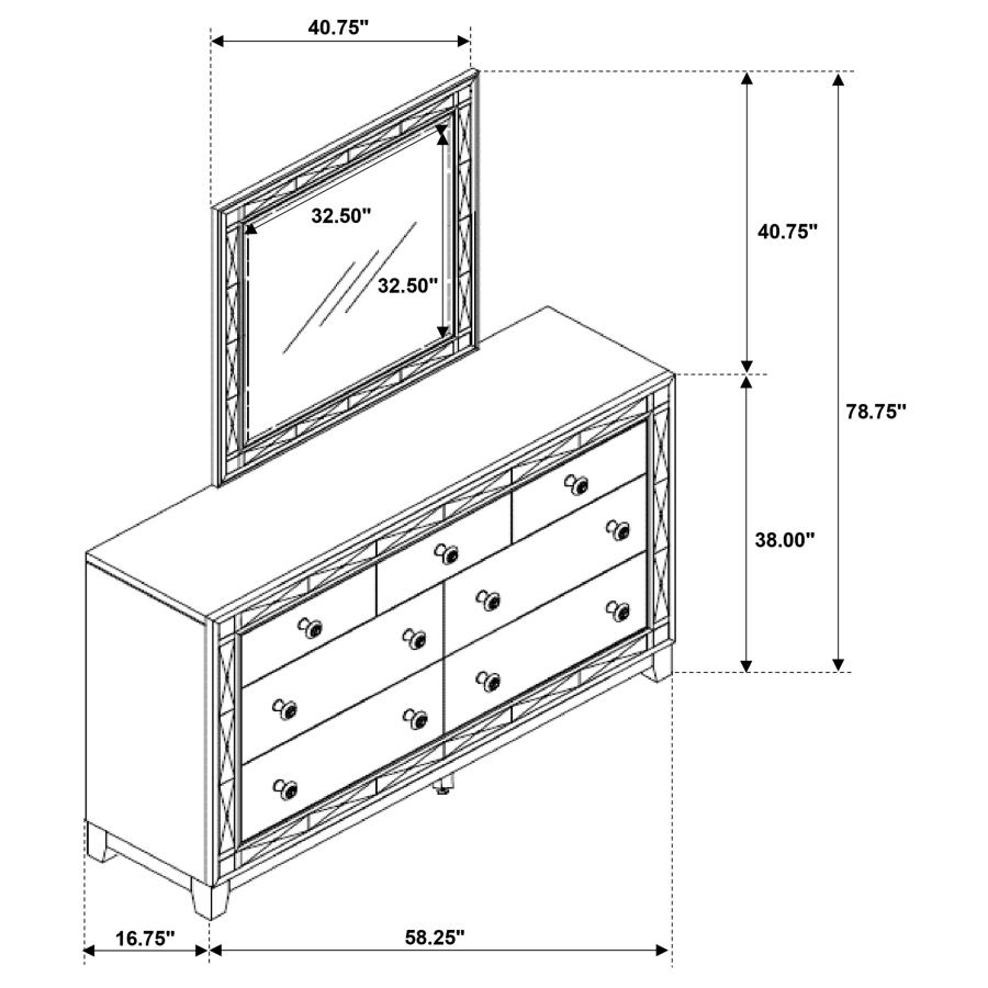 (image for) Leighton 7-drawer Dresser with Mirror Metallic Mercury