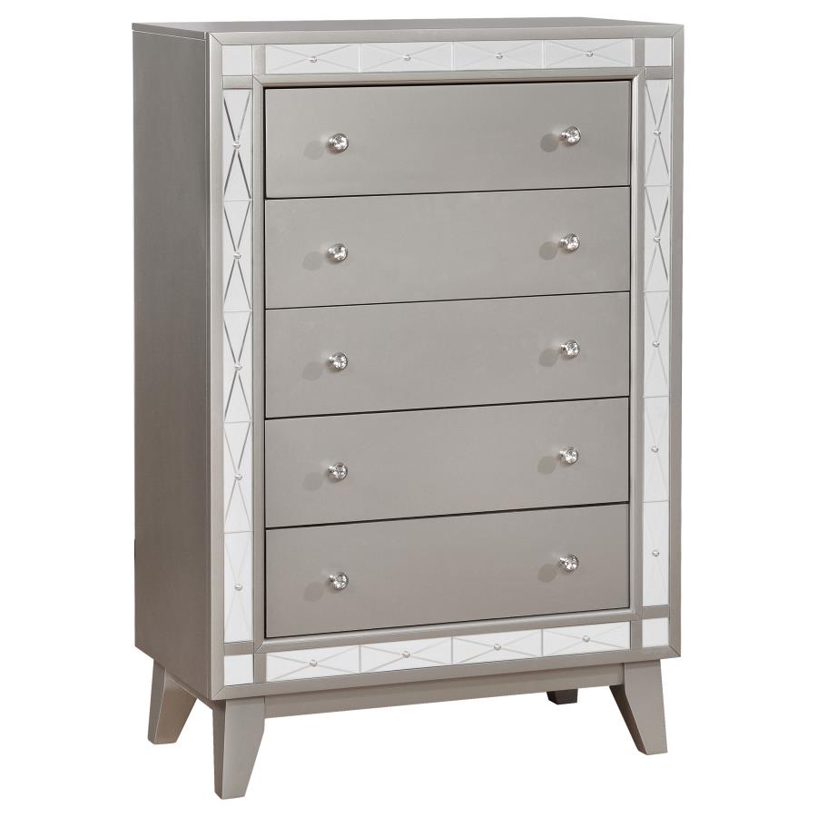 (image for) Leighton 5-drawer Bedroom Chest Metallic Mercury