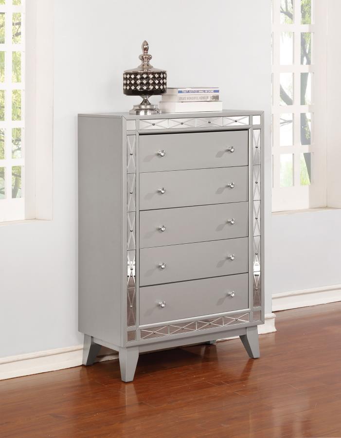 (image for) Leighton 5-drawer Bedroom Chest Metallic Mercury