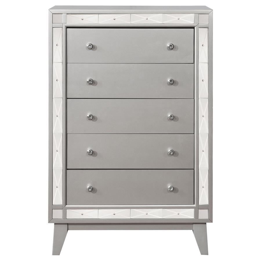 (image for) Leighton 5-drawer Bedroom Chest Metallic Mercury