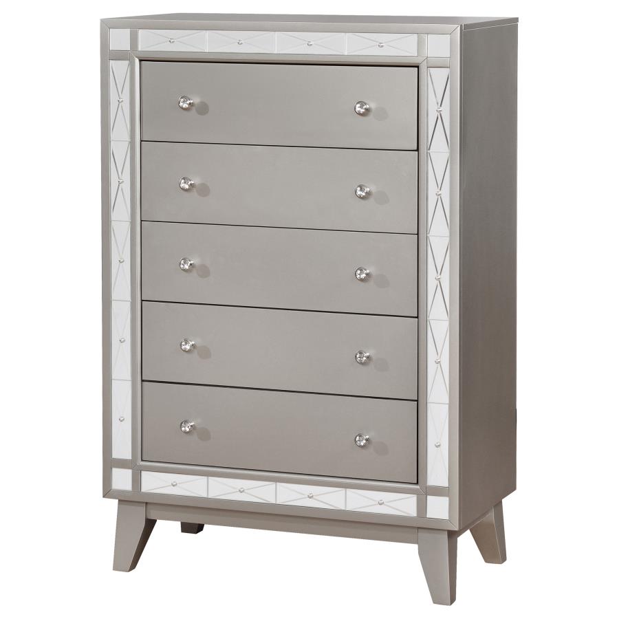 (image for) Leighton 5-drawer Bedroom Chest Metallic Mercury