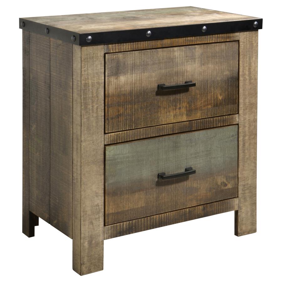 (image for) Sembene 2-drawer Nightstand Distressed Multi-Color - Click Image to Close