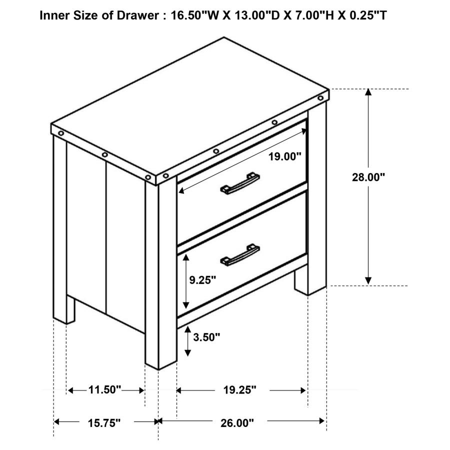 (image for) Sembene 2-drawer Nightstand Distressed Multi-Color