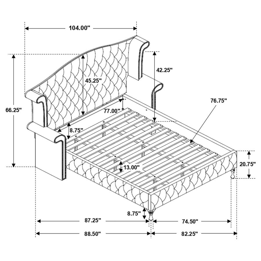 (image for) Deanna Upholstered Eastern King Wingback Bed Grey