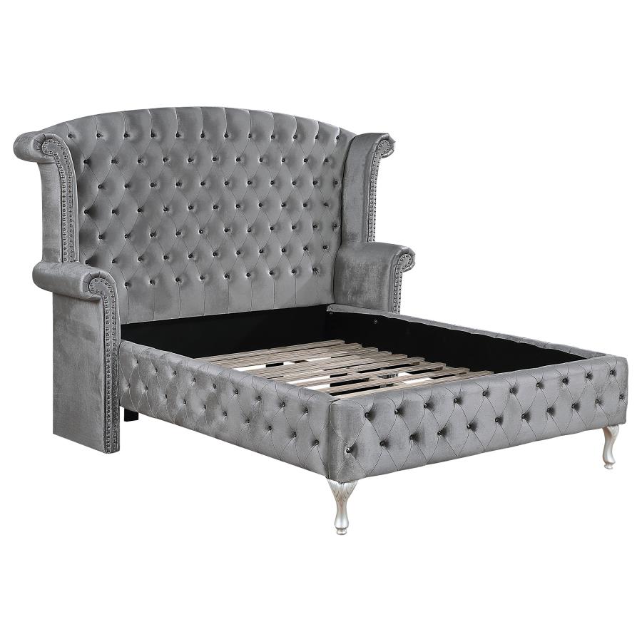 (image for) Deanna Upholstered California King Wingback Bed Grey