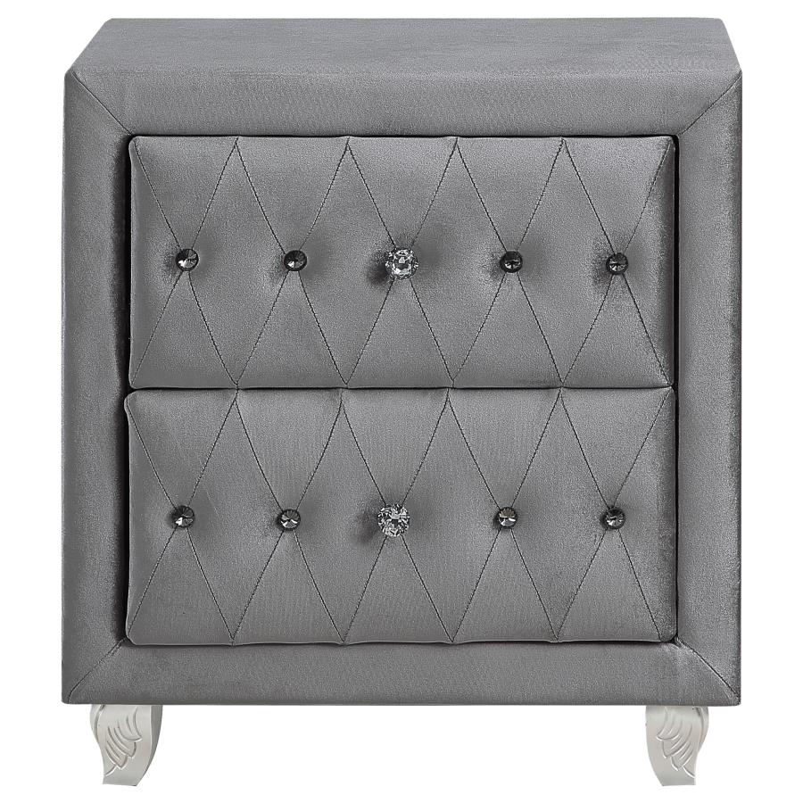 (image for) Deanna Upholstered 2-drawer Nightstand Grey