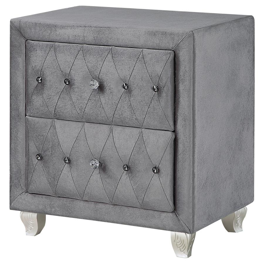 (image for) Deanna Upholstered 2-drawer Nightstand Grey