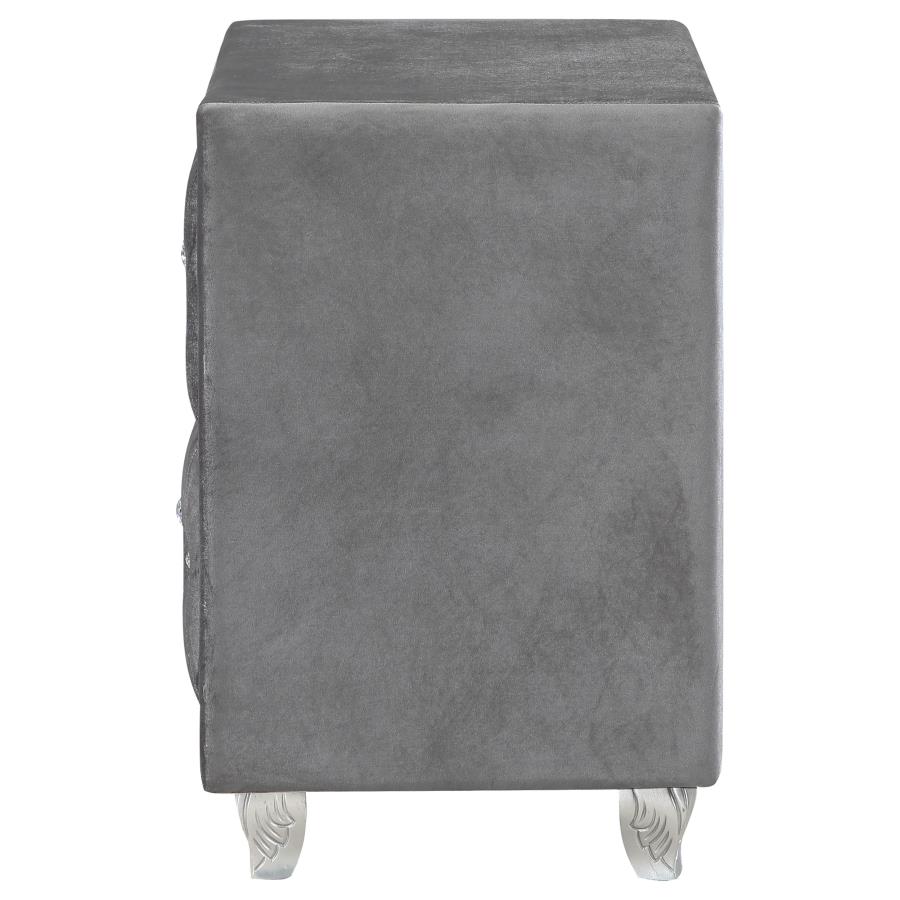 (image for) Deanna Upholstered 2-drawer Nightstand Grey