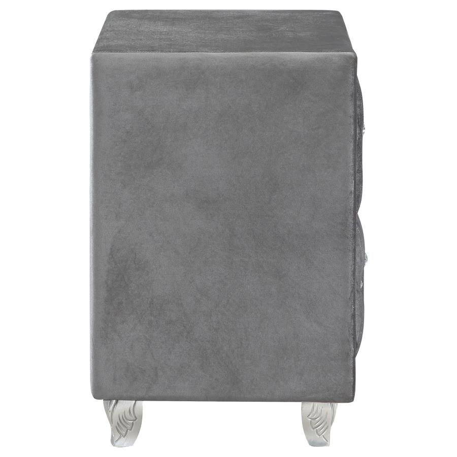 (image for) Deanna Upholstered 2-drawer Nightstand Grey