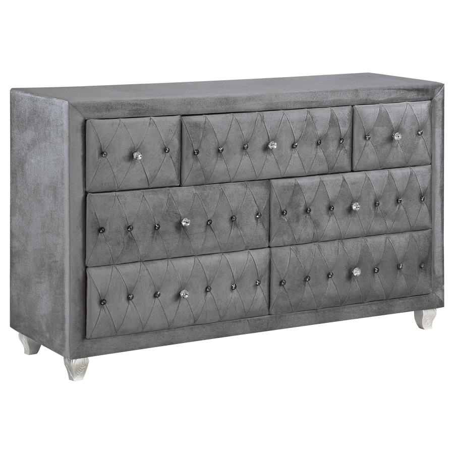 (image for) Deanna 7-drawer Upholstered Dresser Grey