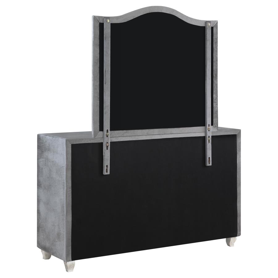 (image for) Deanna 7-drawer Upholstered Dresser with Mirror Grey