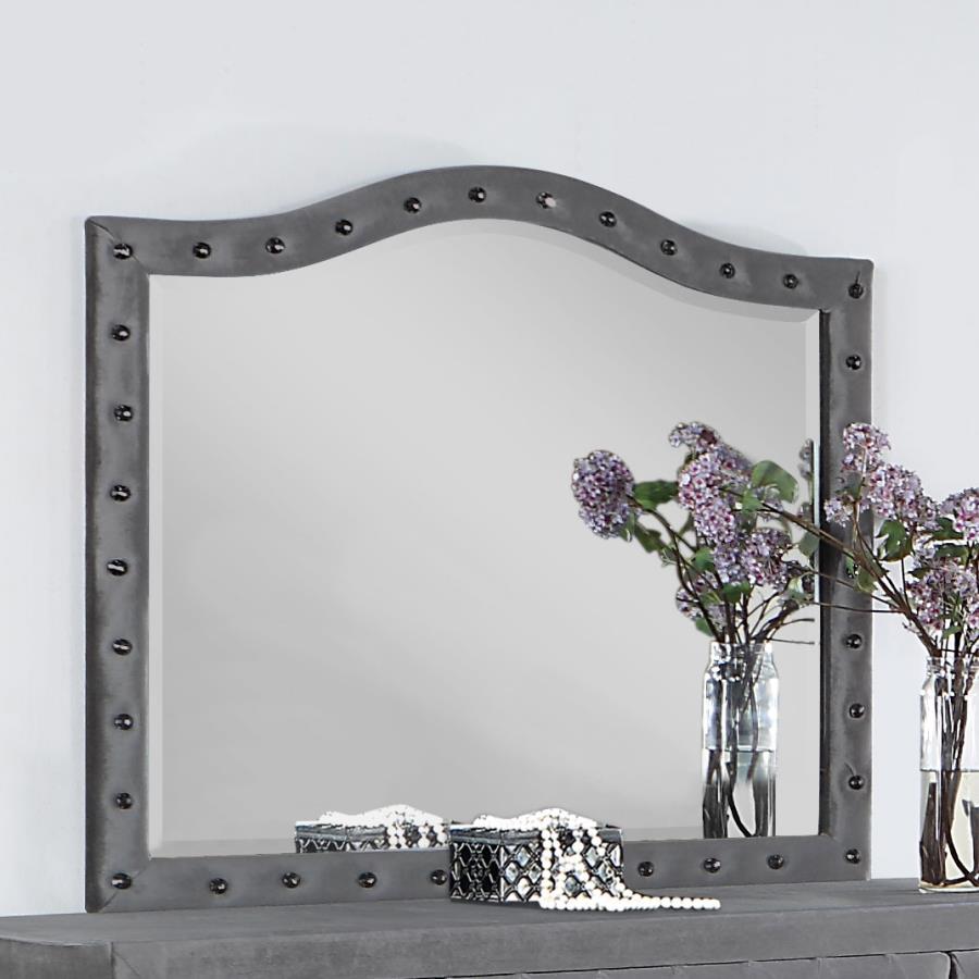 (image for) Deanna Upholstered Dresser Mirror Grey