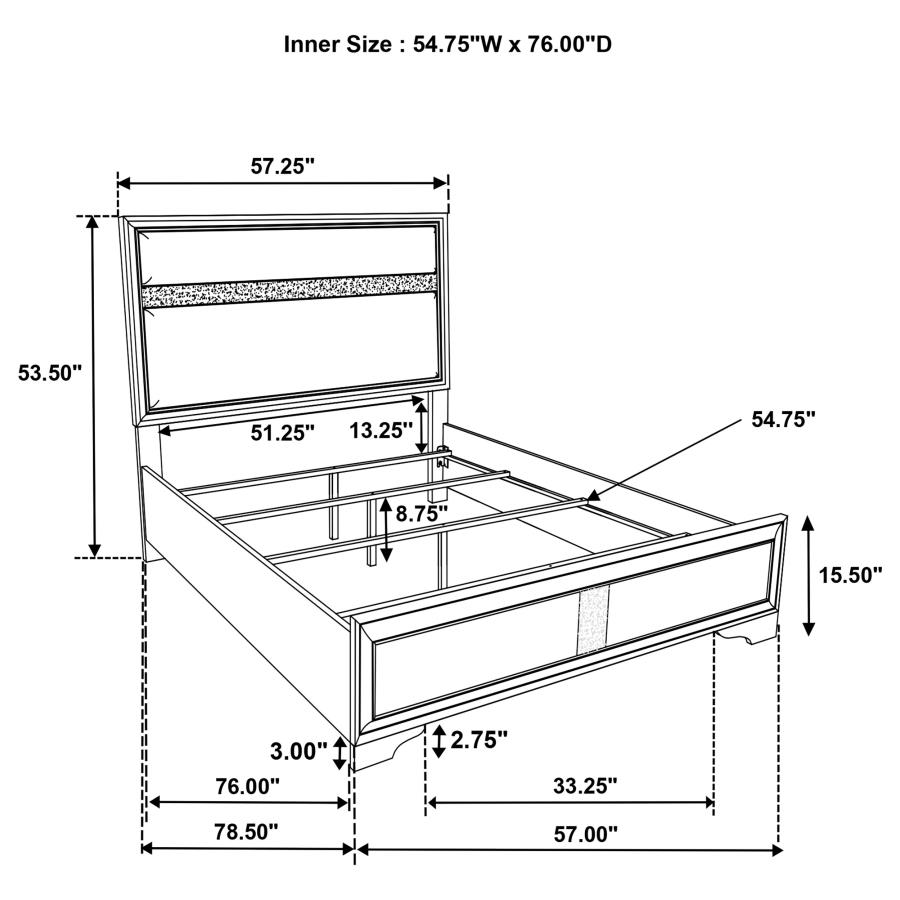 (image for) Miranda 54-inch Upholstered Full Panel Bed White