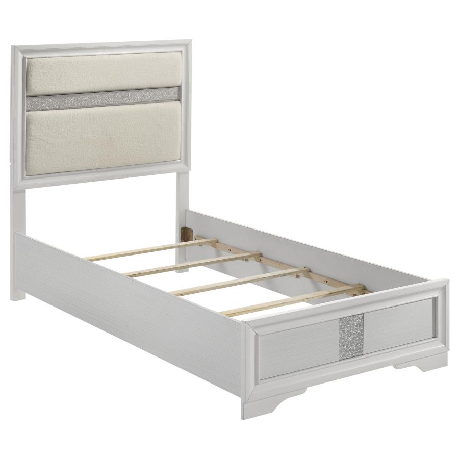 (image for) Miranda 55-inch Upholstered Twin Panel Bed White - Click Image to Close