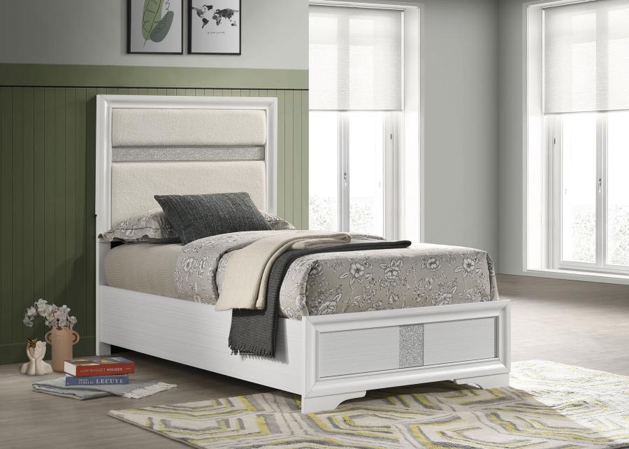 (image for) Miranda 55-inch Upholstered Twin Panel Bed White