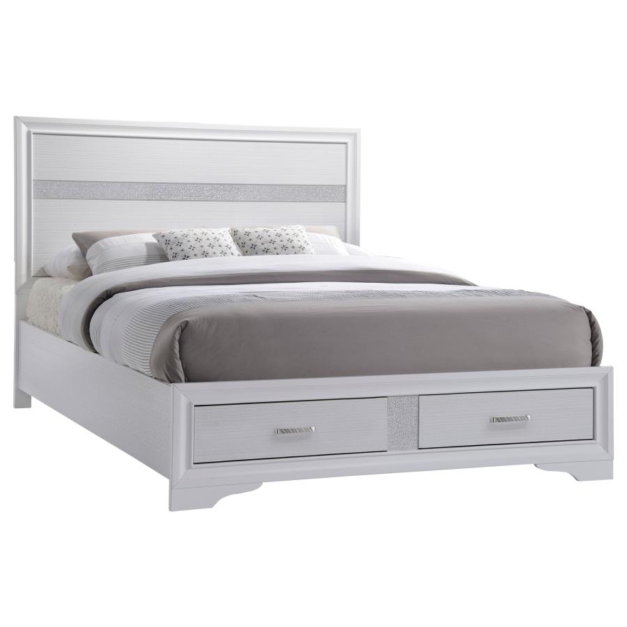 (image for) Miranda 51-inch Wood California King Storage Panel Bed White - Click Image to Close