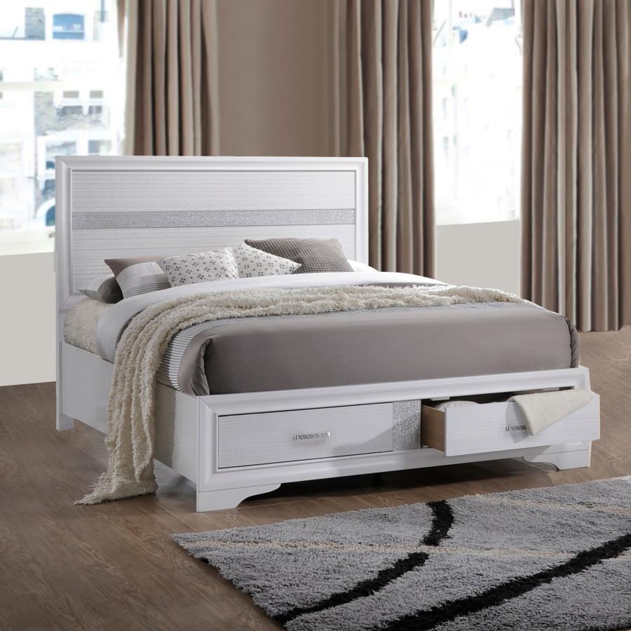 (image for) Miranda Wood California King Storage Panel Bed White