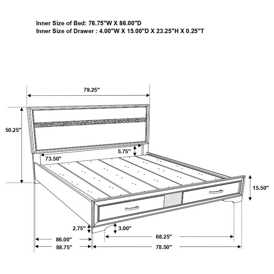 (image for) Miranda Wood California King Storage Panel Bed White