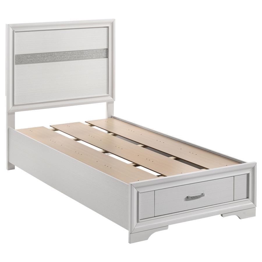 (image for) Miranda 51-inch Wood Twin Storage Panel Bed White - Click Image to Close