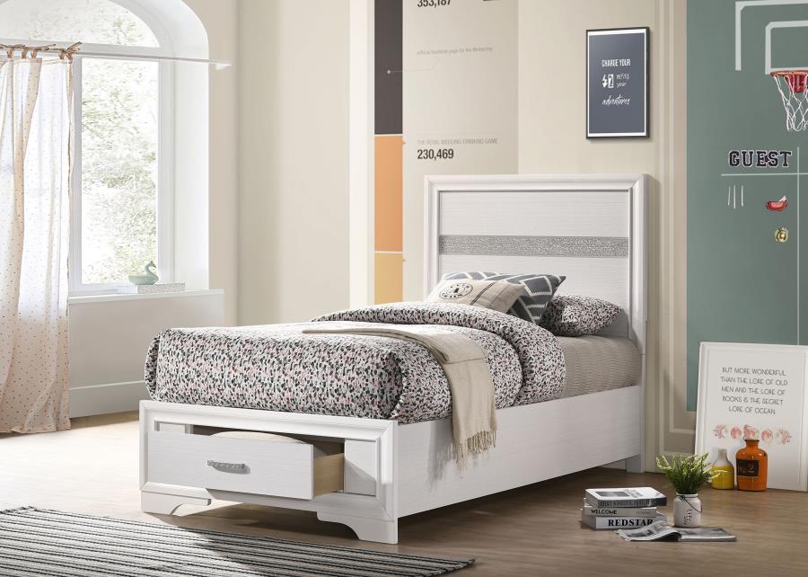 (image for) Miranda 51-inch Wood Twin Storage Panel Bed White