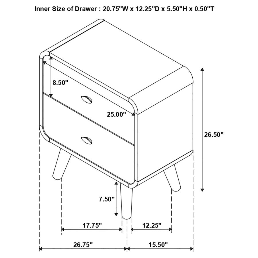 (image for) Robyn 2-drawer Nightstand Dark Walnut