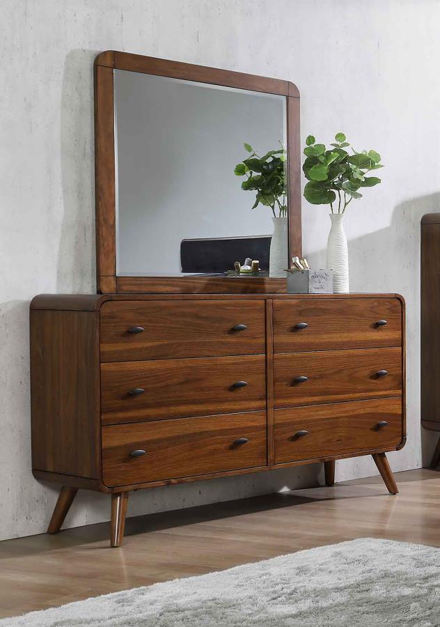 (image for) Robyn 6-drawer Dresser with Mirror Dark Walnut