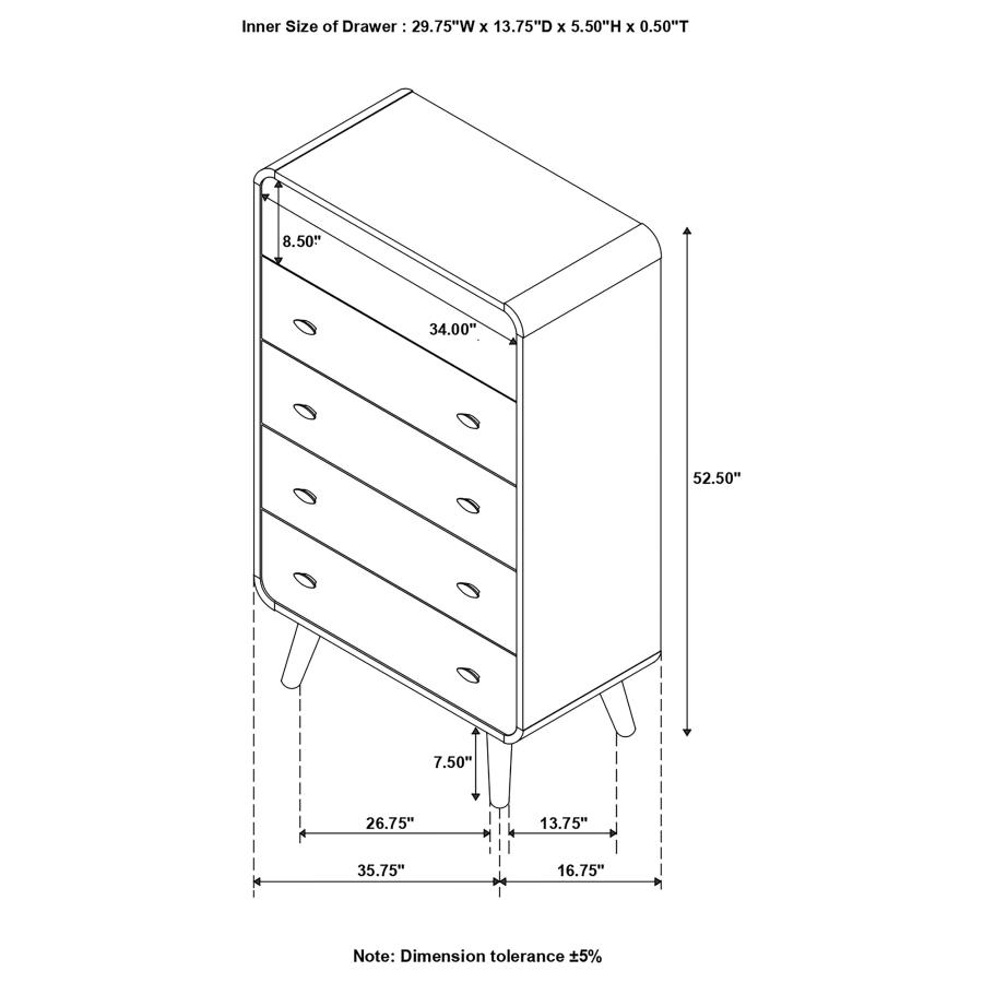 (image for) Robyn 5-drawer Bedroom Chest Dark Walnut