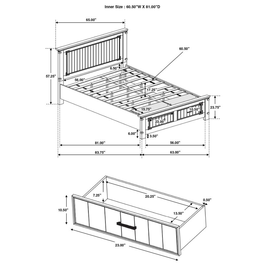 (image for) Brenner Wood Queen Storage Panel Bed Rustic Honey