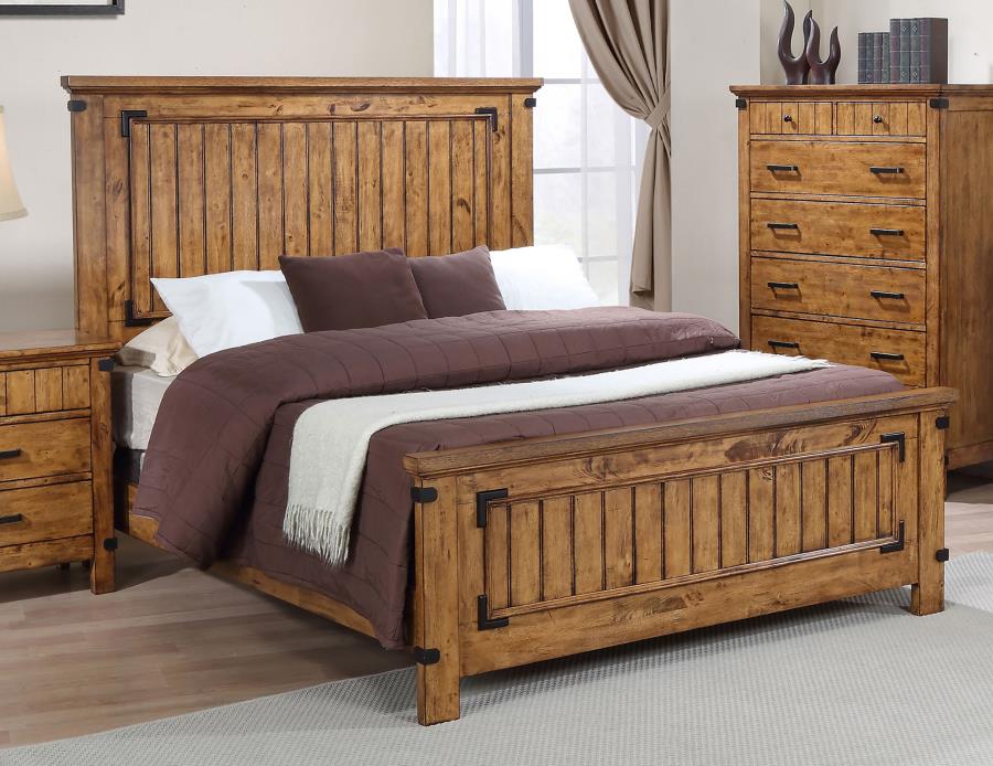 (image for) Brenner Wood Full Panel Bed Rustic Honey