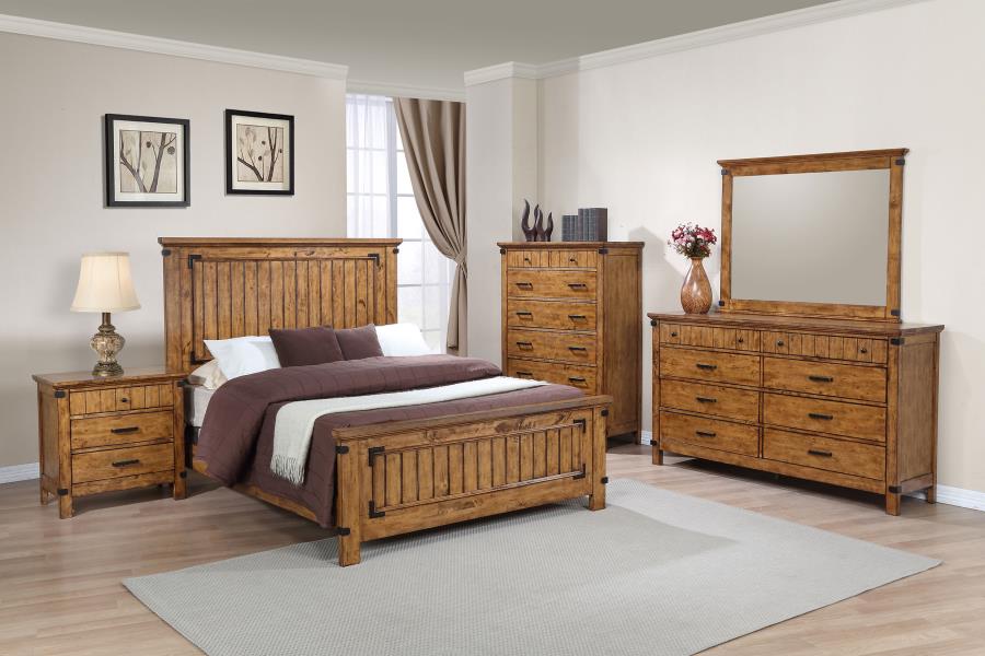 (image for) Brenner Wood Full Panel Bed Rustic Honey